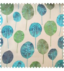 Green blue color natural round shapes glossy finished leaves texture finished design with grey color background main curtain